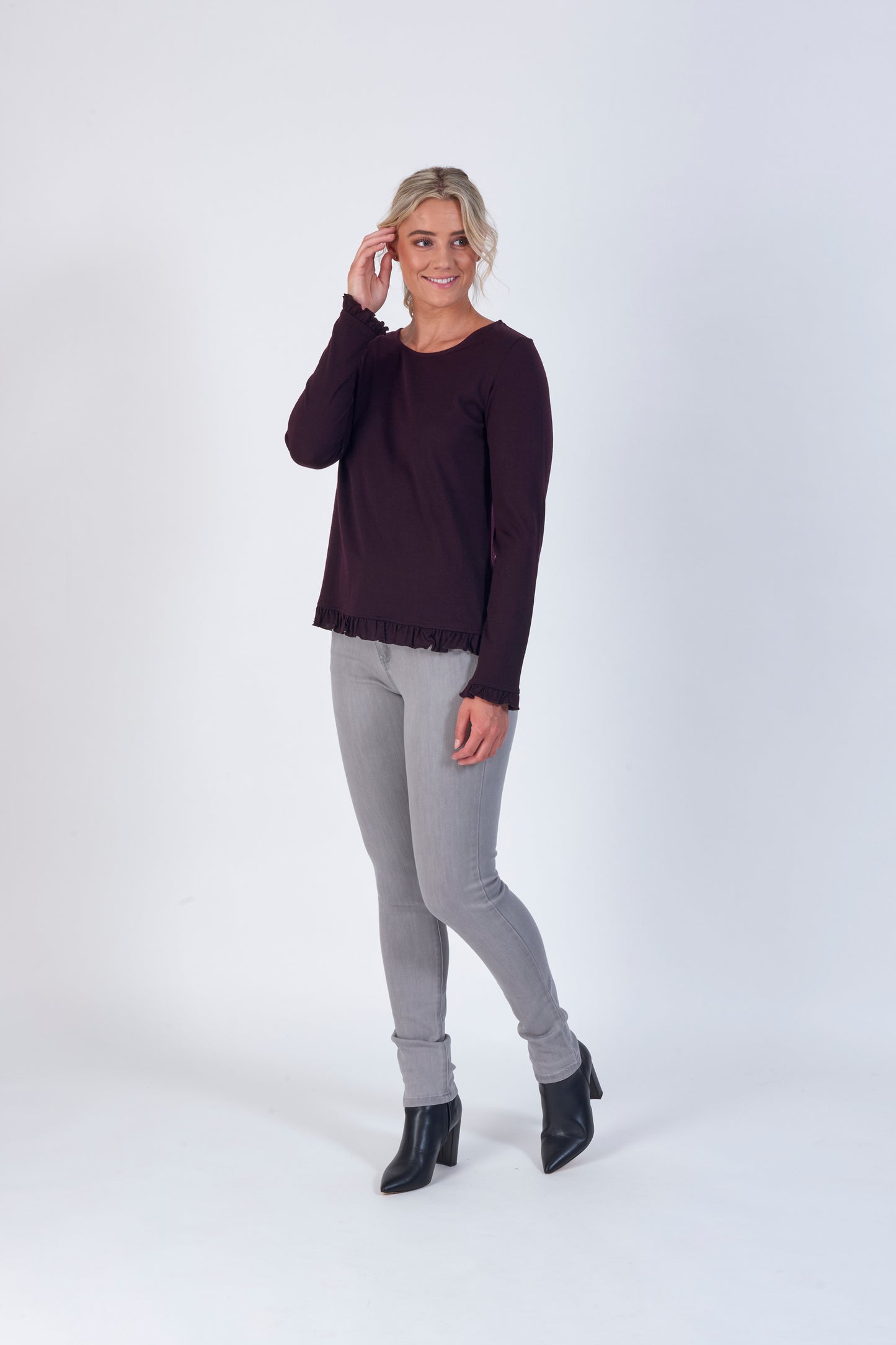 Vassalli Merino Top with Frill