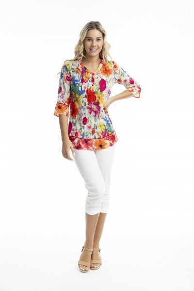 La Pelosa Top Pleated 3/4 Sleeve