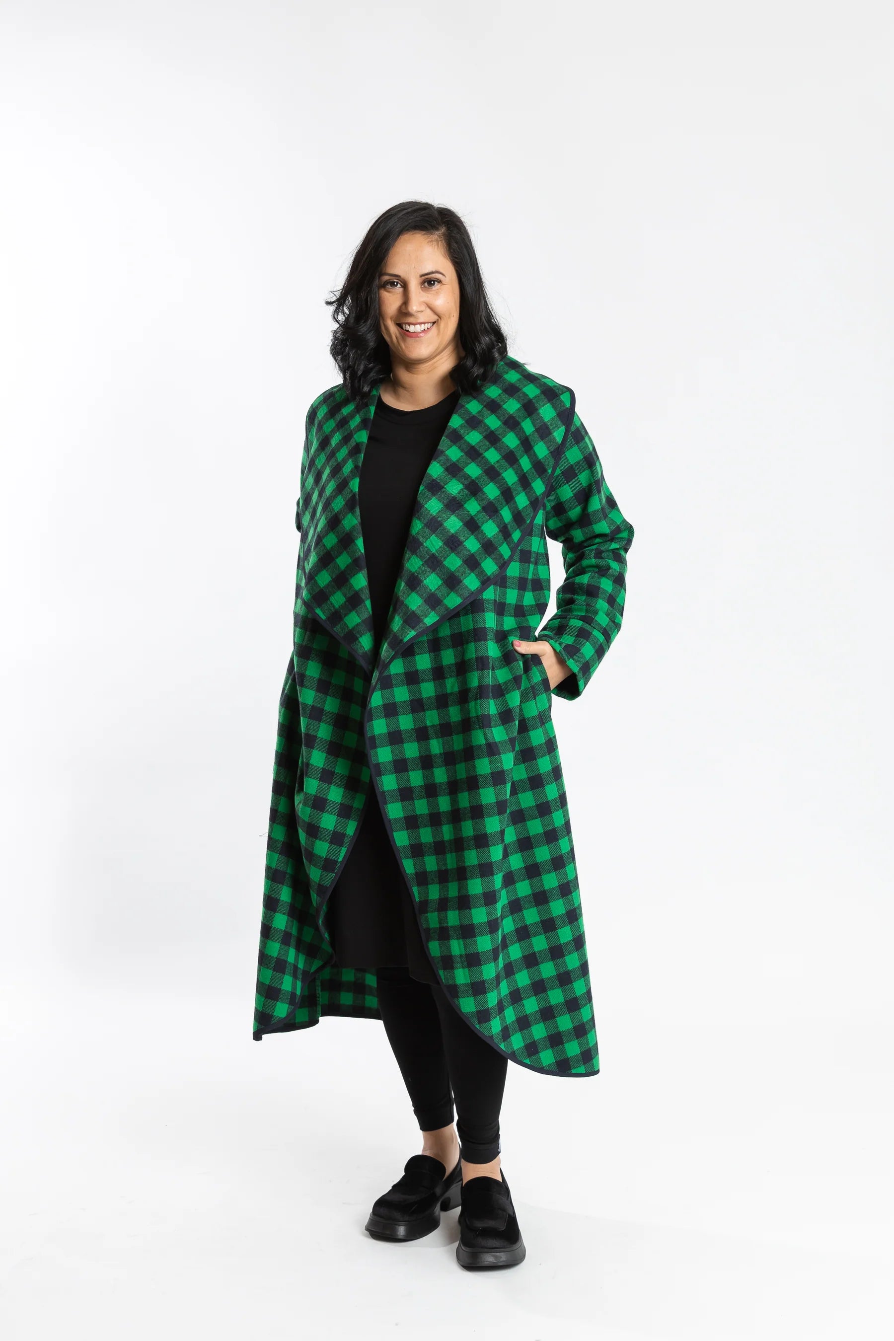 Capri Coat Green & Navy by Jellicoe